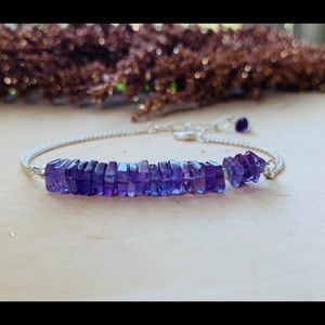 Amethyst Gemstone Crystal Silver Bracelet Jewelry